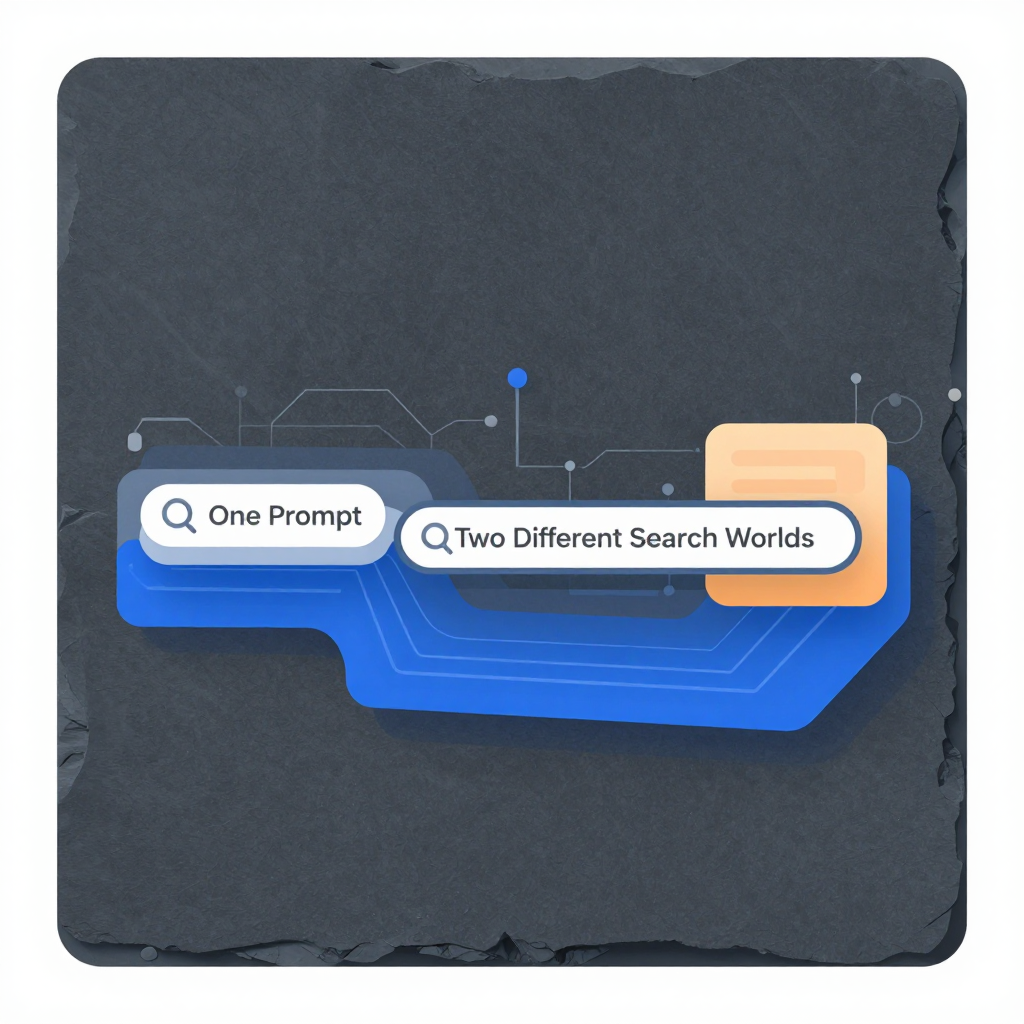 One Prompt, Two Different Search Worlds