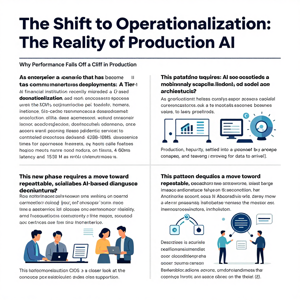 The Shift to Operationalization: The Reality of Production AI\n\nAs enterprises transition from the initial hype and experimentation phases of AI, the focus has shifted dramatically toward operationalization and return on investment (ROI). After an 18-month period defined by aggressive spending on GPUs, foundation models, and specialized AI tooling, organizations are now facing the reality that AI projects must deliver measurable business value to be sustainable.\n\nAccording to a 2025 IDC Spotlight report, organizations are rapidly moving away from isolated, one-off AI deployments and toward repeatable, scalable architectures designed to support sustained production workloads. As AI capabilities become deeply embedded across core business units—from credit scoring in financial services to diagnostic pipelines in healthcare—performance, security, reliability, and operational consistency are becoming just as critical as raw model innovation.\n\nThis new phase requires a move toward repeatable, scalable, and secure architectures. It's no longer just about having the latest Large Language Model (LLM); it's about embedding AI capabilities across the business with performance, reliability, and security that matches the scale of the enterprise. This realization is pushing CIOs to take a closer look at the foundational infrastructure that supports these distributed, data-intensive workloads.\n\n### Why Performance Falls Off a Cliff in Production\n\nConsider a scenario that has become all too common in enterprise deployments: A Tier-1 financial institution recently migrated from a successful AI fraud detection pilot to enterprise-scale inference. The test environment, handling synthetic datasets under controlled parameters, delivered sub-10ms response times with 500 requests per second. Production, however, settled into a plateau of 45-60ms latency and 15% GPU underutilization. \n\nRoot-cause analysis revealed the bottleneck wasn't model complexity, poor parameter tuning, or physical hardware limitations of the accelerators. It was network latency between object storage (S3) and GPU nodes during batch inference bursts. The GPUs were idle 70% of the time, starving for data to arrive [2].\n\nThis pattern repeats across industries. Healthcare organizations deploying AI-based diagnostic image processing, retail chains rolling out demand-forecasting engines, and manufacturers integrating predictive maintenance all see similar performance cliffs as they scale from proof-of-concept (PoC) to full production. The common denominator is a fundamental mismatch between the compute power deployed and the data fabric supporting it. When performance degrades, the immediate reaction of many tech leaders is to assume they need more compute: adding GPUs, expanding clusters, or trying other models. But in reality, the hardware isn't the problem. The GPUs aren't starving for compute; they are starving for data.\n\nSee also: LLM KV Cache Compression Techniques for related optimization strategies that extend beyond model-level improvements to data pipeline efficiency, or TensorWave's $350M Funding for how AI infrastructure startups are addressing these bottlenecks with AMD-based solutions