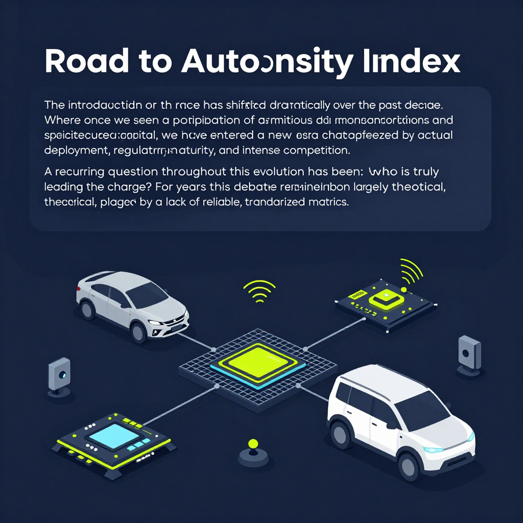 Introduction\n\nThe landscape of the self-driving car race has shifted dramatically over the past decade. Where once we saw a proliferation of ambitious demonstrations and speculative capital, we have entered a new era characterized by actual deployment, regulatory maturity, and intense competition. A recurring question throughout this evolution has been: who is truly leading the charge? For years, this debate remained largely theoretical, plagued by a lack of reliable, standardized metrics.\n\nToday, that ambiguity is being replaced by data. The introduction of the 'Road to Autonomy Index' by advisory and research startup Autnmy AI offers a transformative approach to benchmarking autonomous vehicle companies. By integrating vast troves of public data—ranging from SEC filings to regional transportation reports—Autnmy AI provides the real-time visibility that the industry has long needed to track global leadership in the robotaxi sector, autonomous trucks, and delivery bots. \n\nAs this scorecard reveals, the race is far from a simple US battle, with Chinese firms showcasing a formidable competitive edge. This shift reflects not only technological investment but also the speed of operational deployment in high-density urban environments. For the global transportation sector, understanding these trends is no longer just about tracking milestones—it is about anticipating the future of mobility in an increasingly competitive global landscape, where the mastery of data, governance, and operational scale defines success